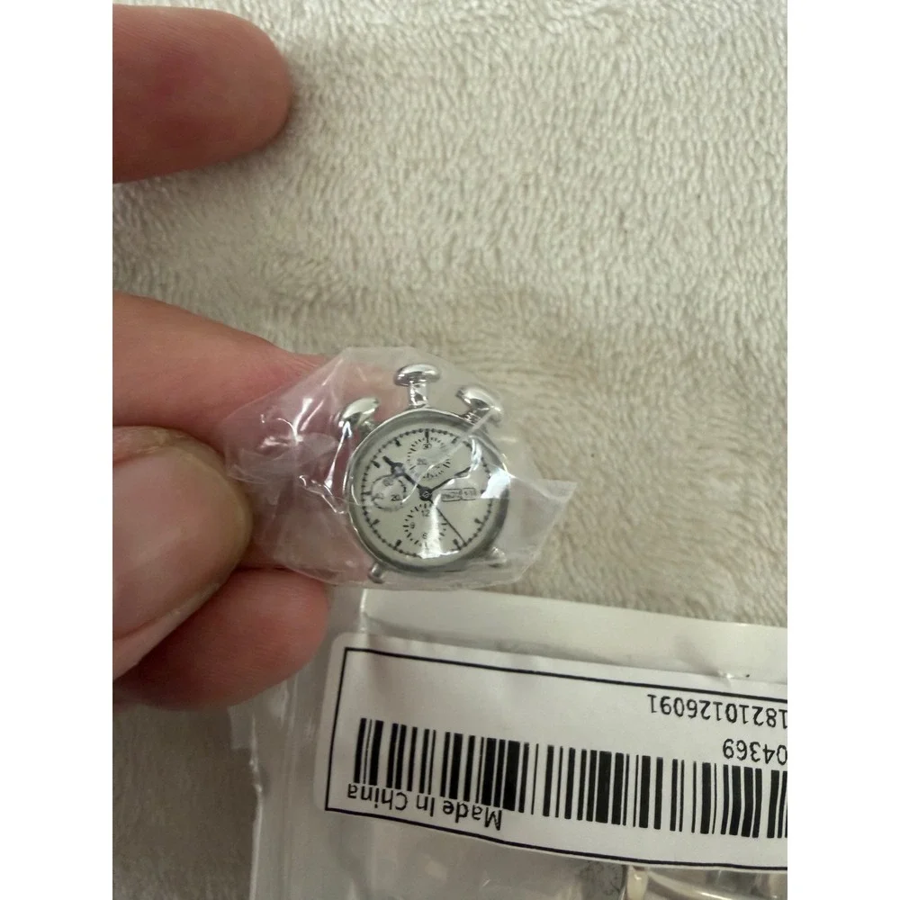 Novelty Alarm Clock Cufflinks Silver Tone Watch Face Mens Formal Accessories
